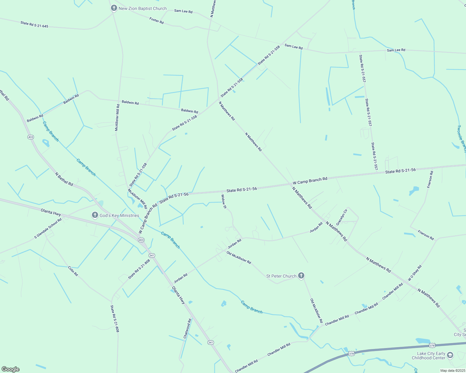 map of restaurants, bars, coffee shops, grocery stores, and more near 1203 W Camp Branch Rd in Scranton