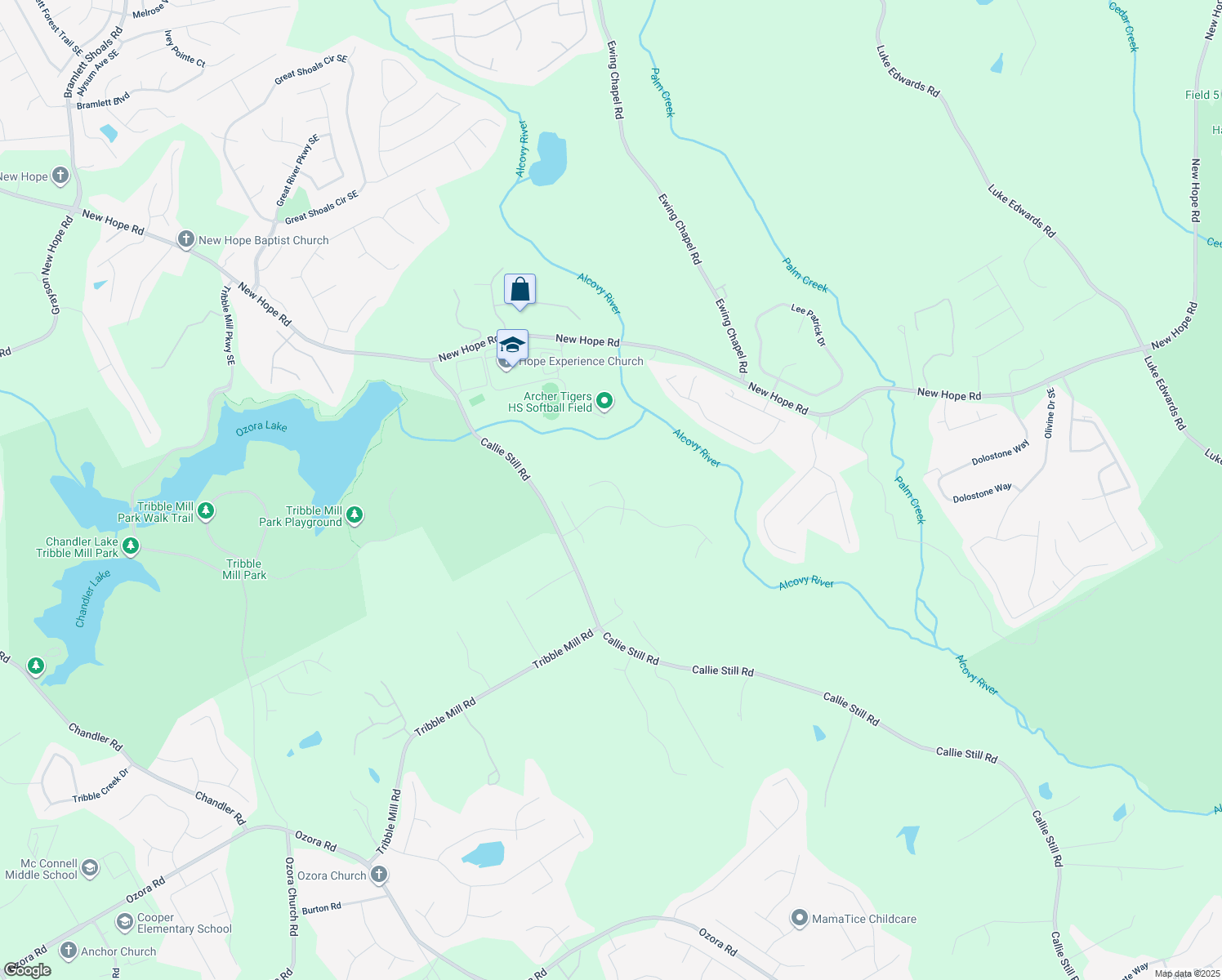 map of restaurants, bars, coffee shops, grocery stores, and more near 2643 Running River Court in Lawrenceville