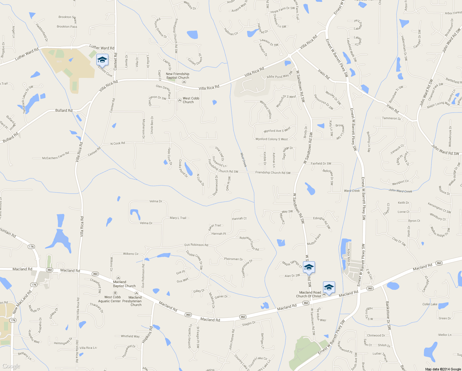 map of restaurants, bars, coffee shops, grocery stores, and more near 1685 Dew Place Southwest in Marietta