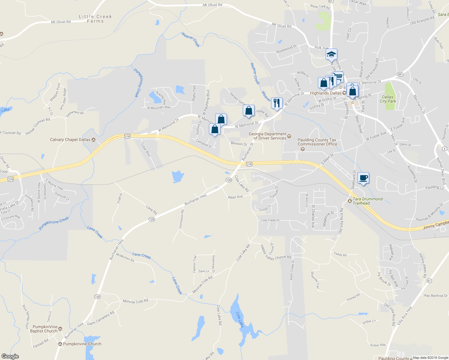 map of restaurants, bars, coffee shops, grocery stores, and more near 391 Buchanan Street in Dallas