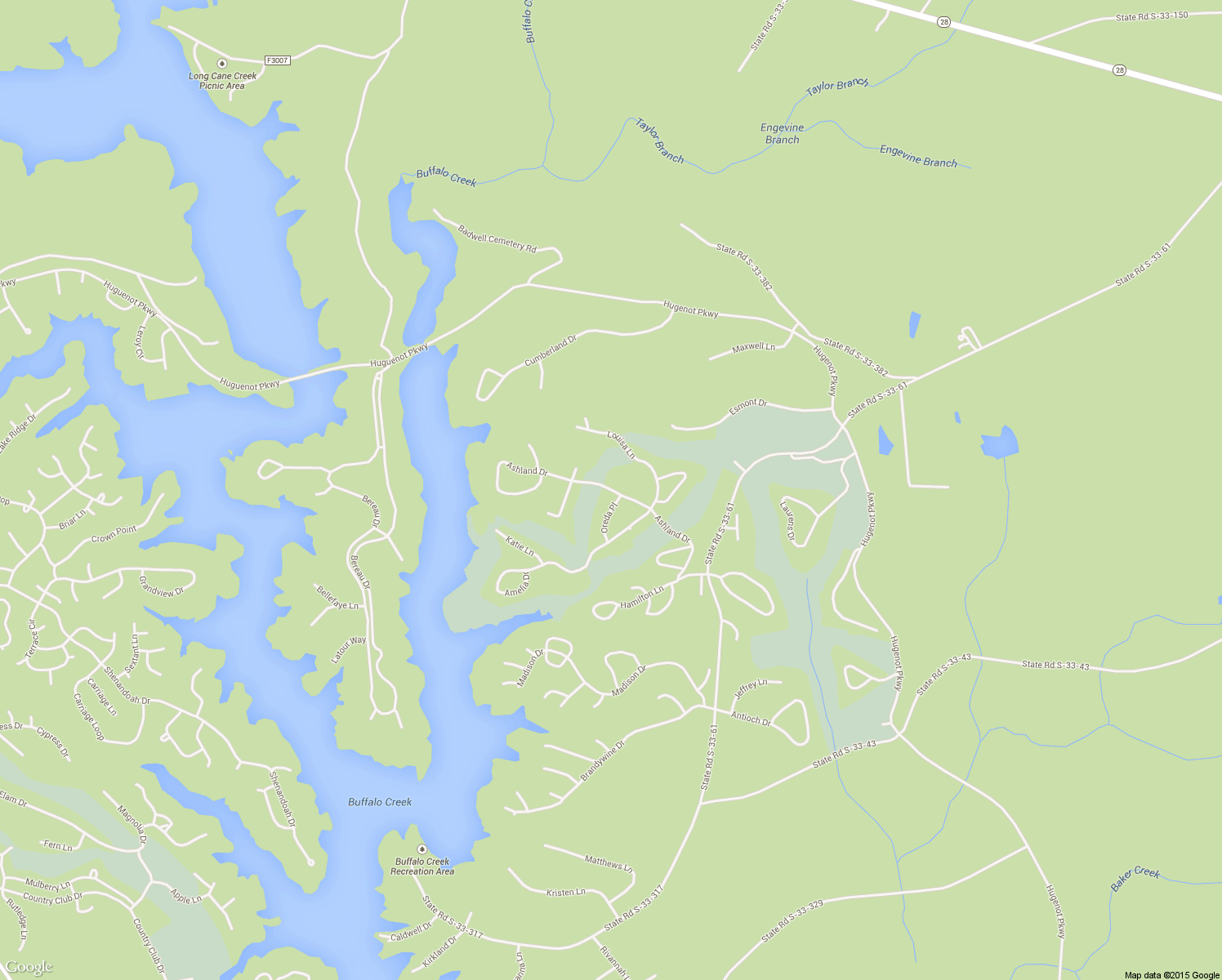 map of restaurants, bars, coffee shops, grocery stores, and more near Ashland Drive in McCormick