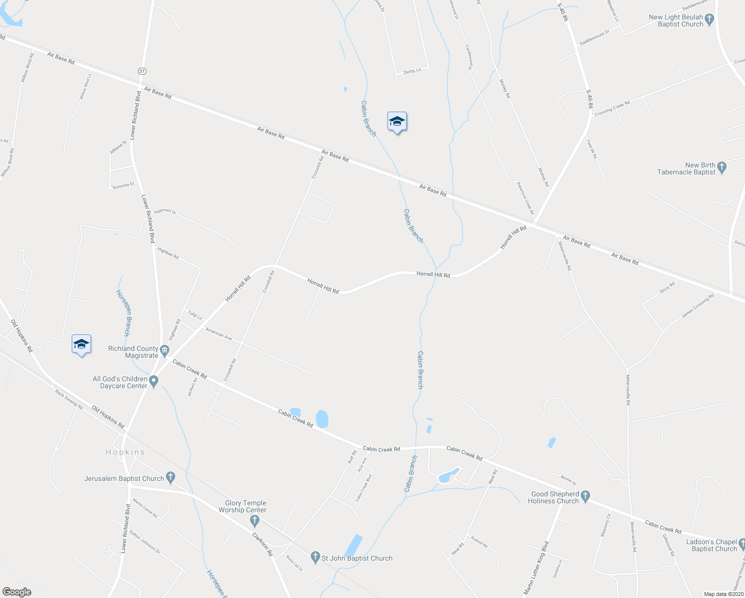 map of restaurants, bars, coffee shops, grocery stores, and more near 1781 Horrell Hill Road in Hopkins