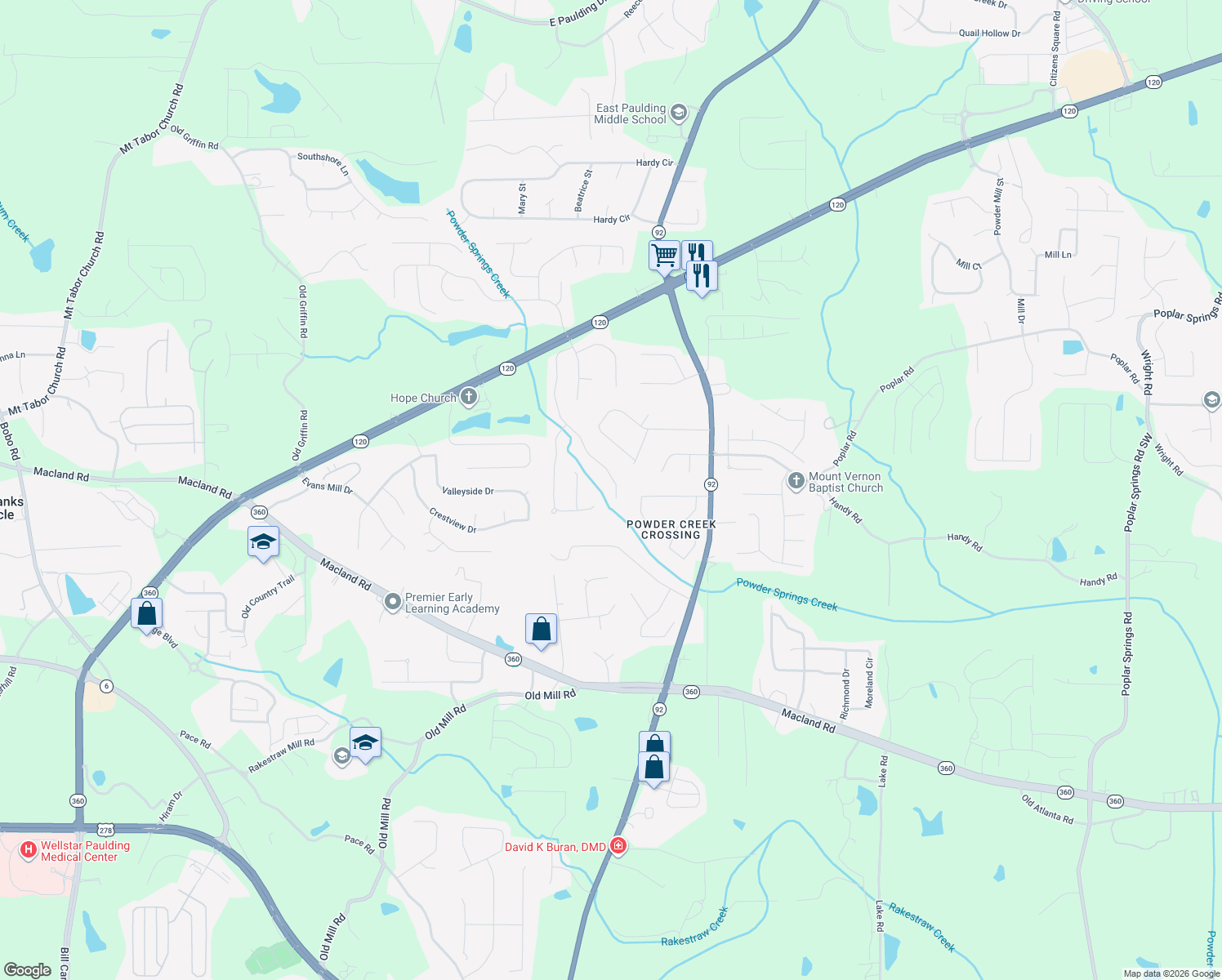 map of restaurants, bars, coffee shops, grocery stores, and more near 528 Thorn Creek Way in Dallas