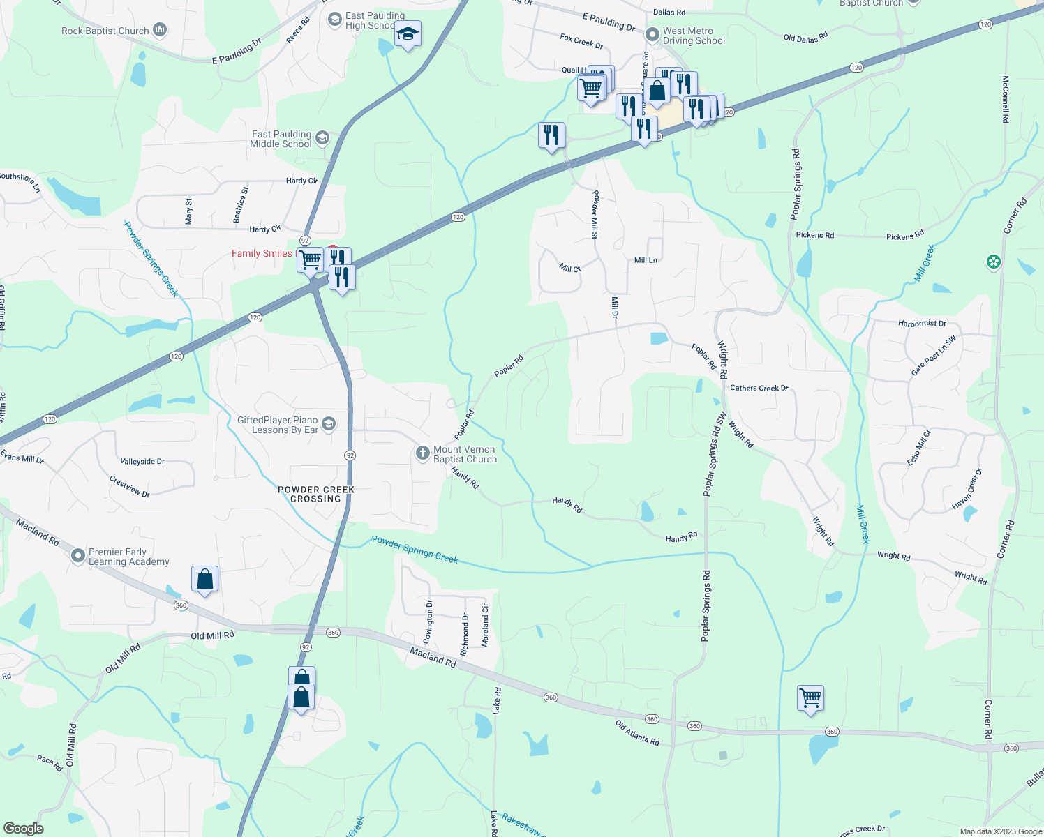 map of restaurants, bars, coffee shops, grocery stores, and more near 90 Balsam Drive in Dallas