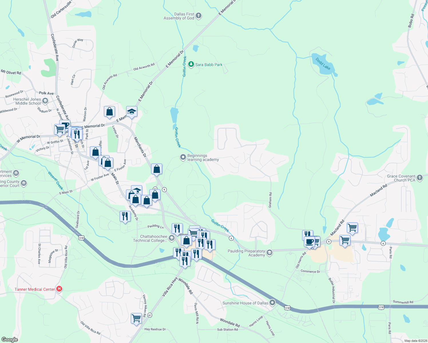 map of restaurants, bars, coffee shops, grocery stores, and more near 116 Hunter Place in Dallas