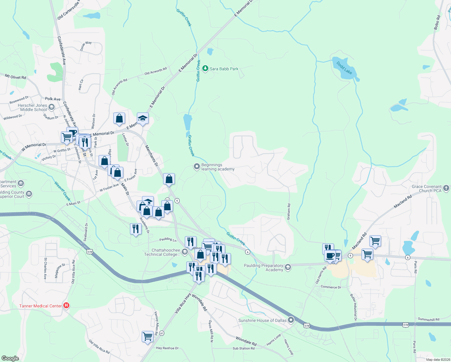 map of restaurants, bars, coffee shops, grocery stores, and more near 116 Hunter Place in Dallas