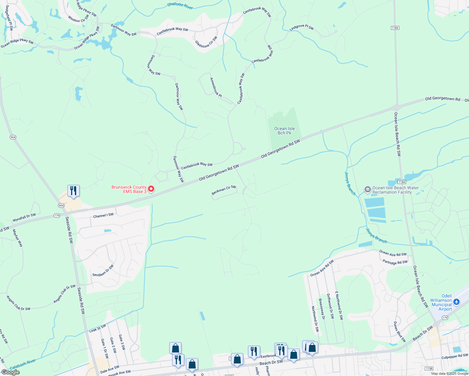 map of restaurants, bars, coffee shops, grocery stores, and more near 6811 Beckman Circle Southwest in Ocean Isle Beach