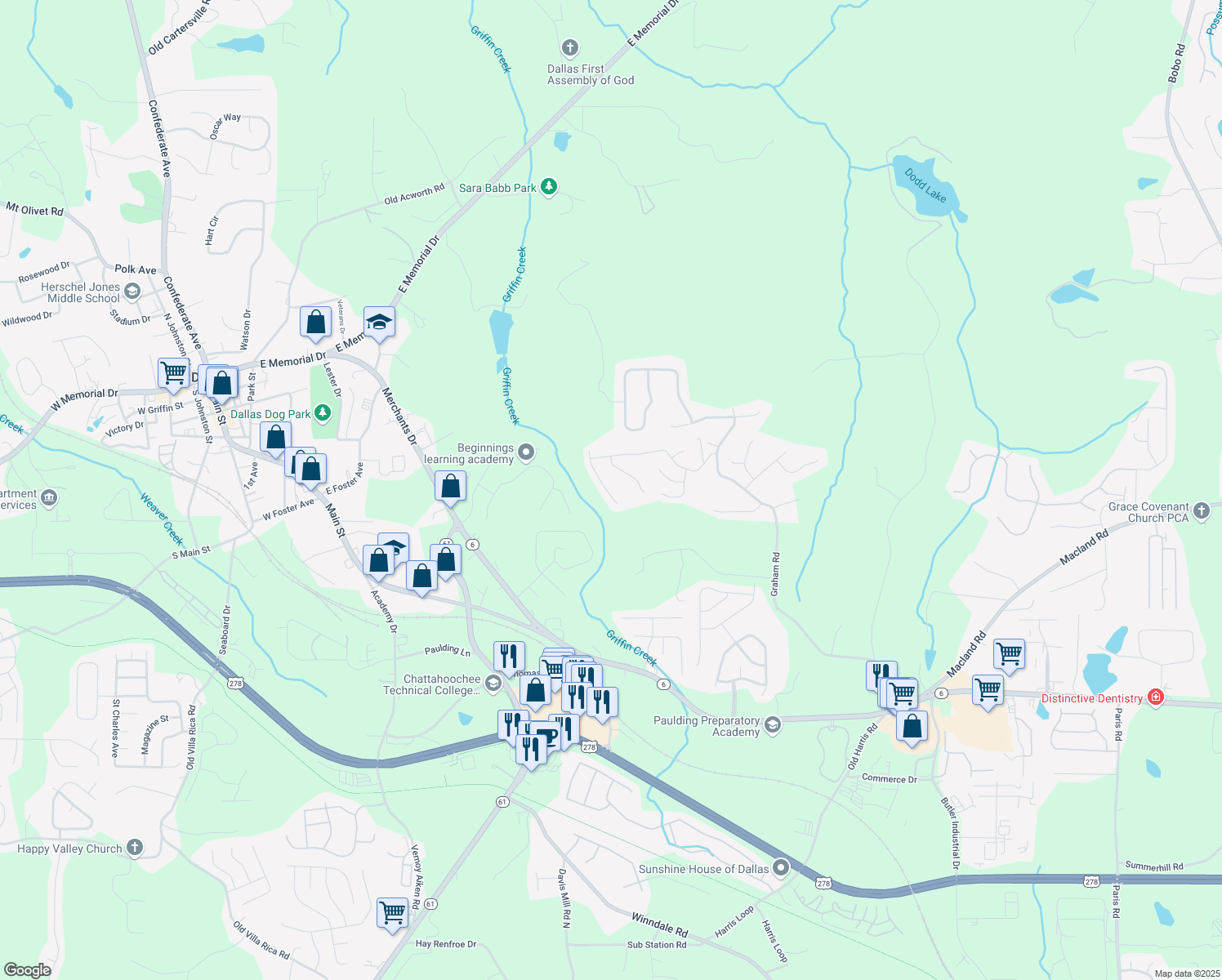 map of restaurants, bars, coffee shops, grocery stores, and more near 115 Hunter Place in Dallas