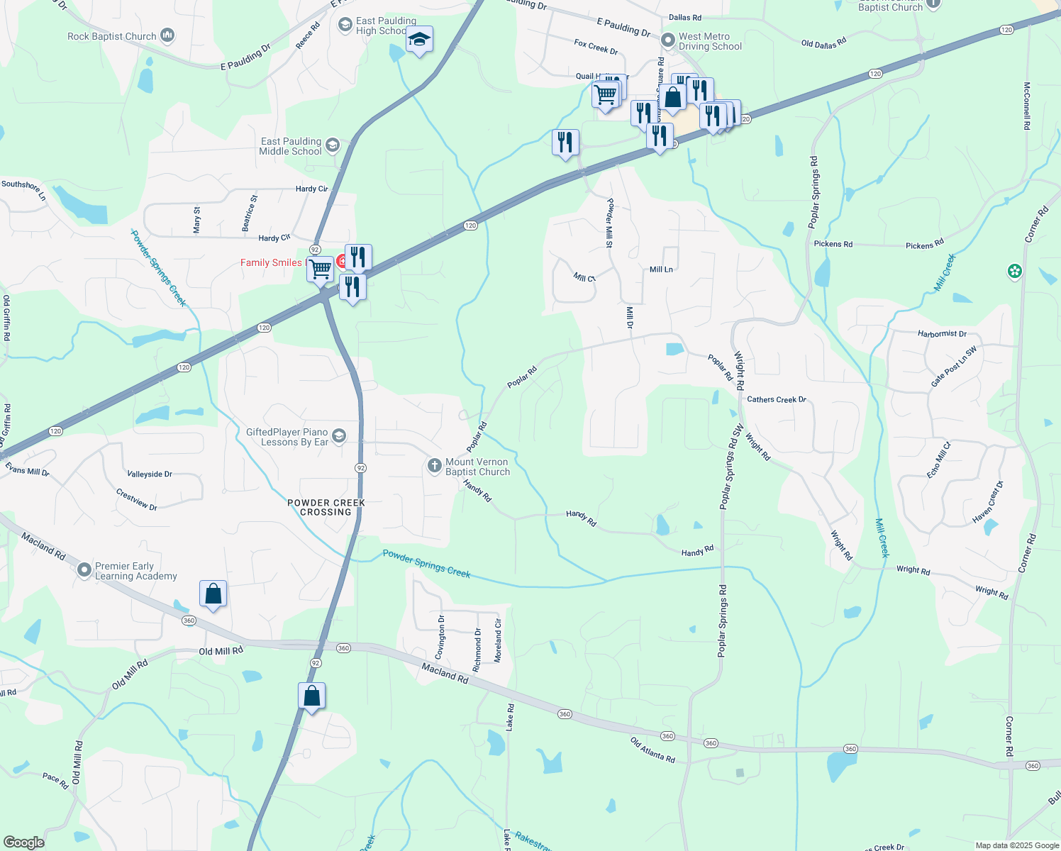 map of restaurants, bars, coffee shops, grocery stores, and more near 188 Balsam Drive in Dallas