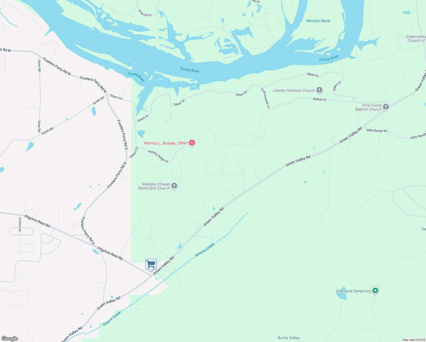 map of restaurants, bars, coffee shops, grocery stores, and more near 206 Meadow Creek Road in Gadsden