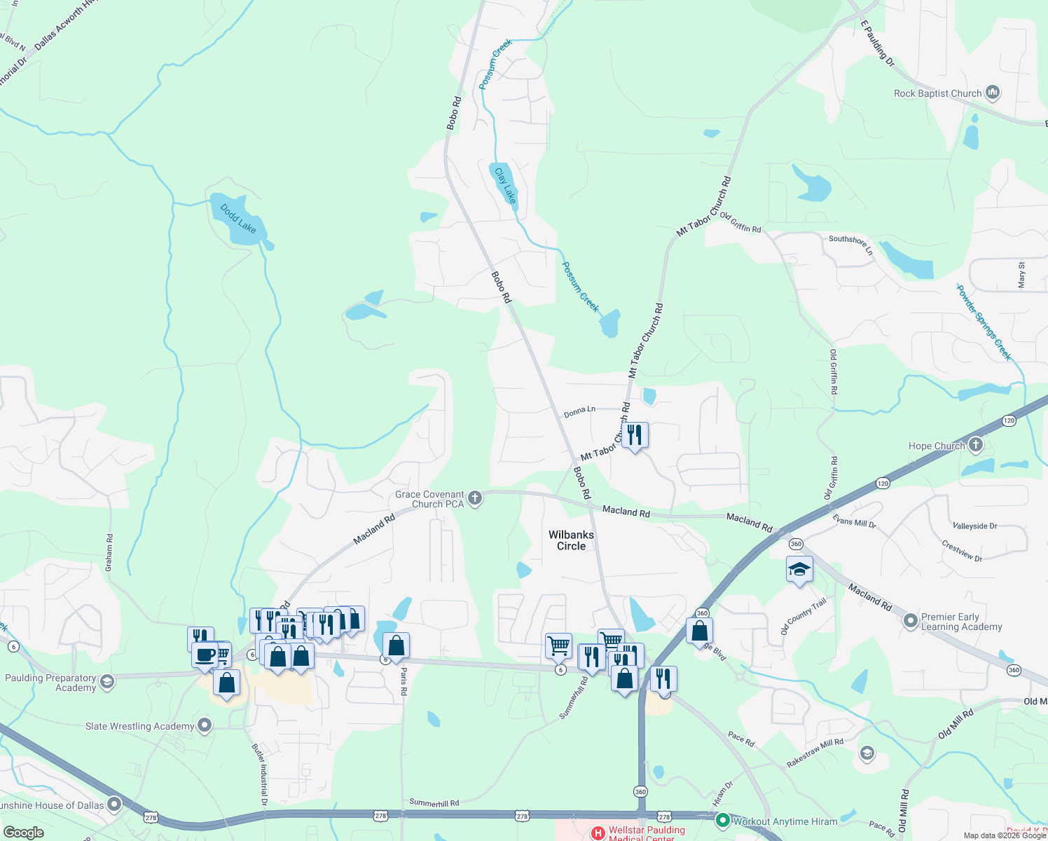 map of restaurants, bars, coffee shops, grocery stores, and more near 123 Tammy Dr in Dallas