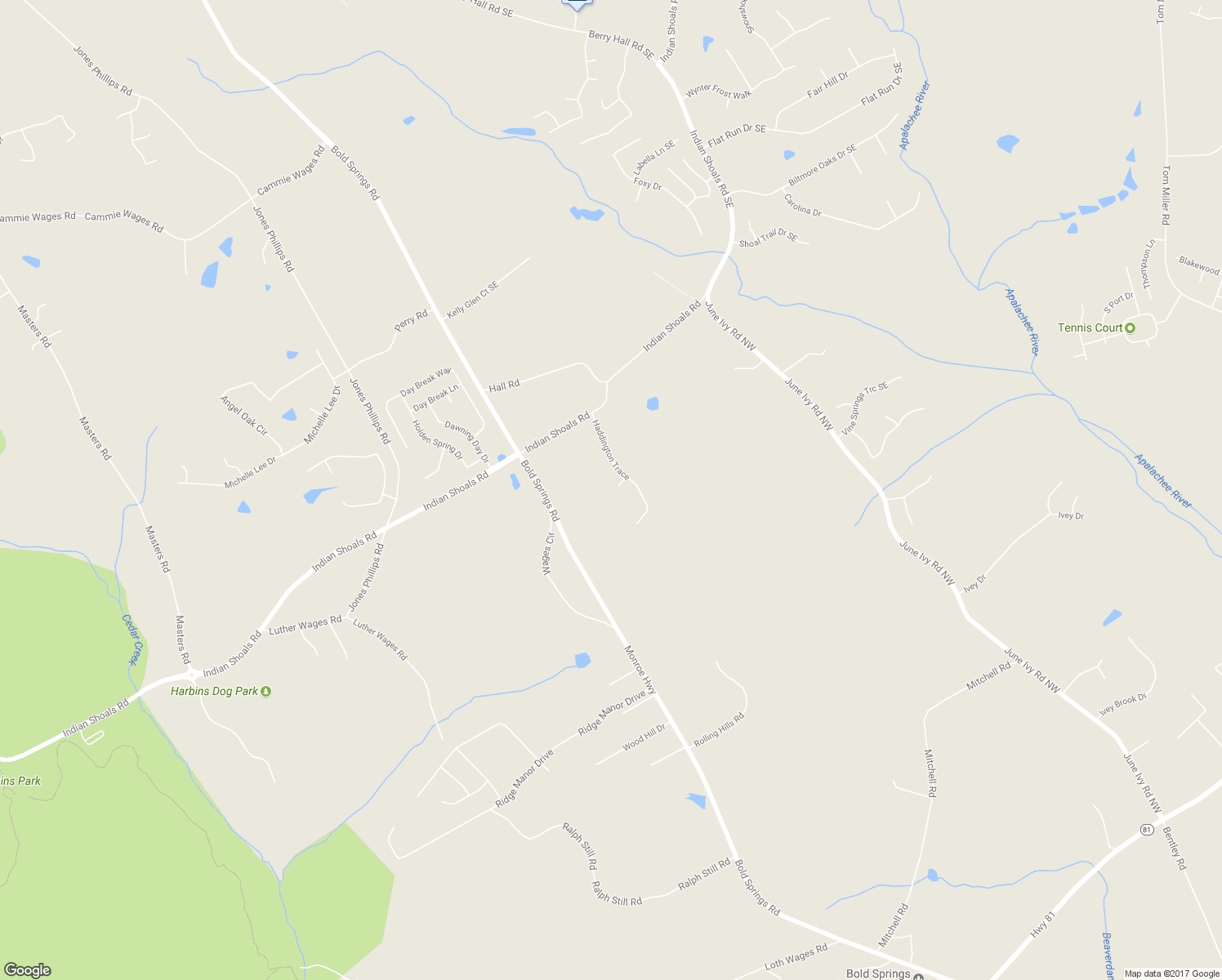 map of restaurants, bars, coffee shops, grocery stores, and more near 3217 Kinross Court in Dacula