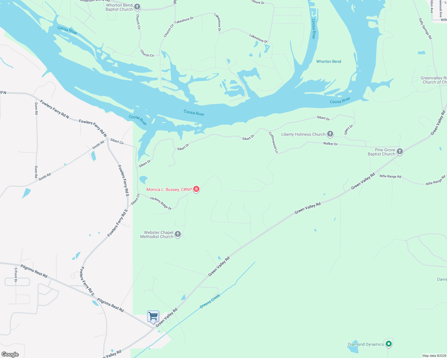 map of restaurants, bars, coffee shops, grocery stores, and more near 161 Hickory Ridge Drive in Gadsden