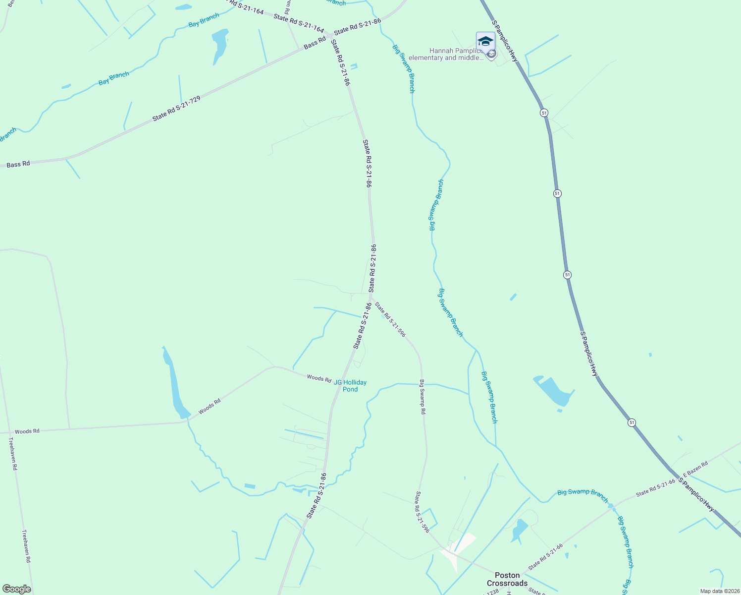 map of restaurants, bars, coffee shops, grocery stores, and more near 2101 State Road S-21-86 in Pamplico