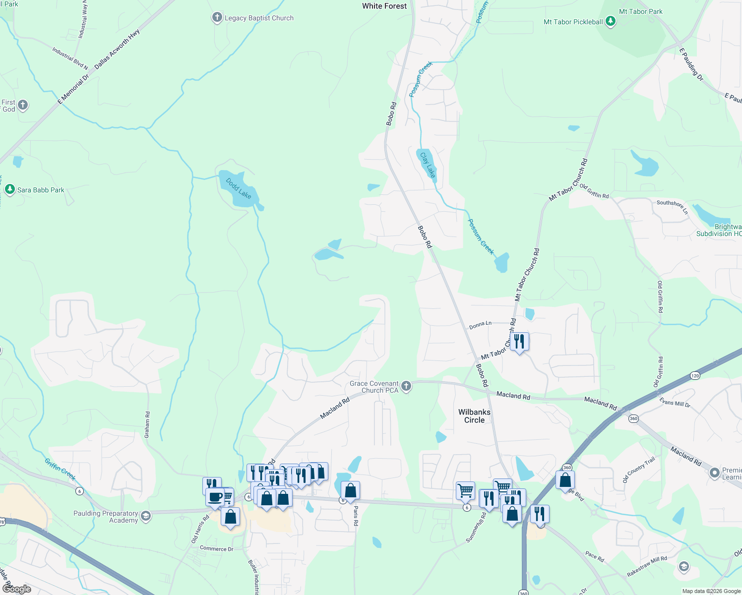 map of restaurants, bars, coffee shops, grocery stores, and more near 422 Dublin Way in Dallas