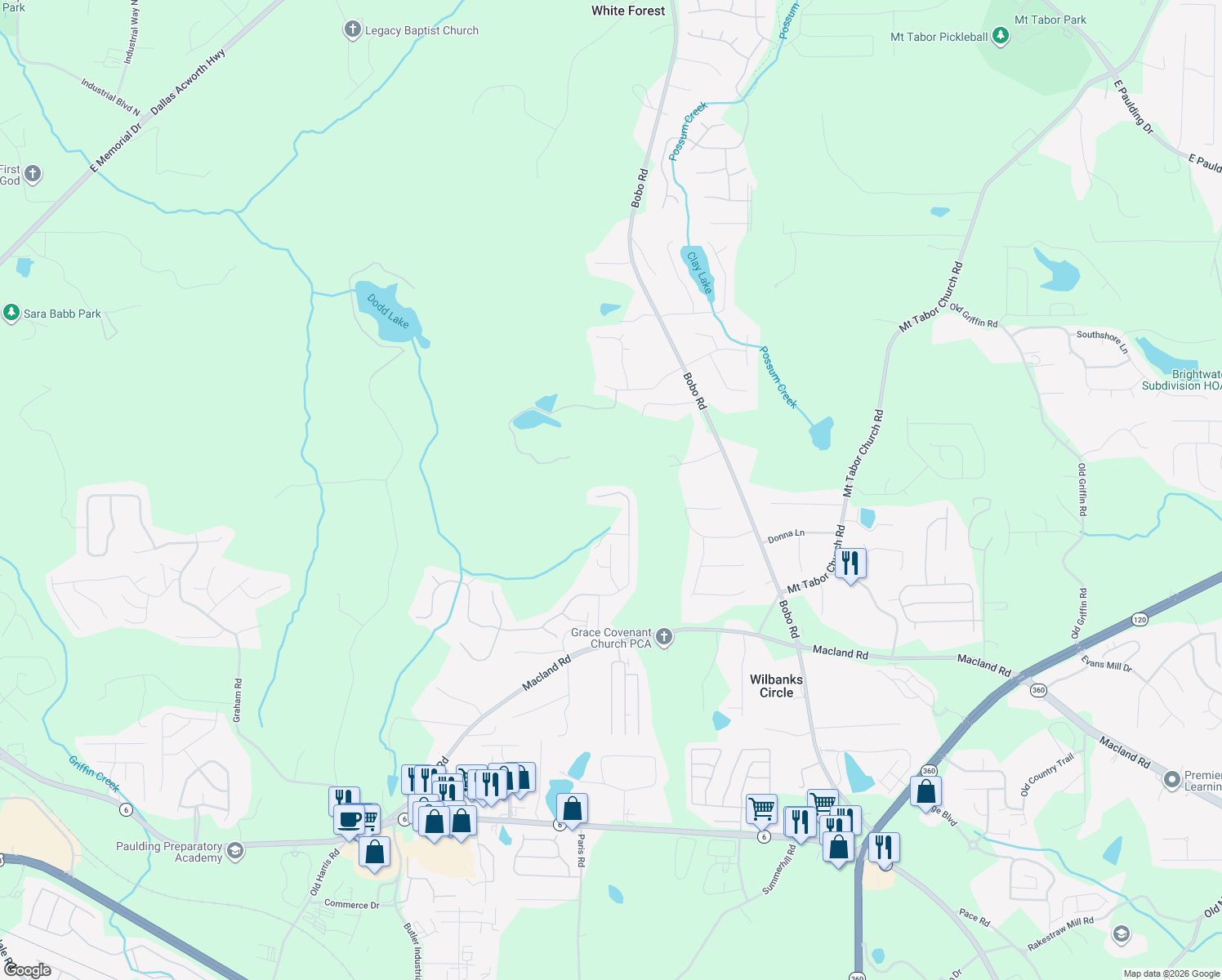 map of restaurants, bars, coffee shops, grocery stores, and more near 406 Dublin Way in Dallas