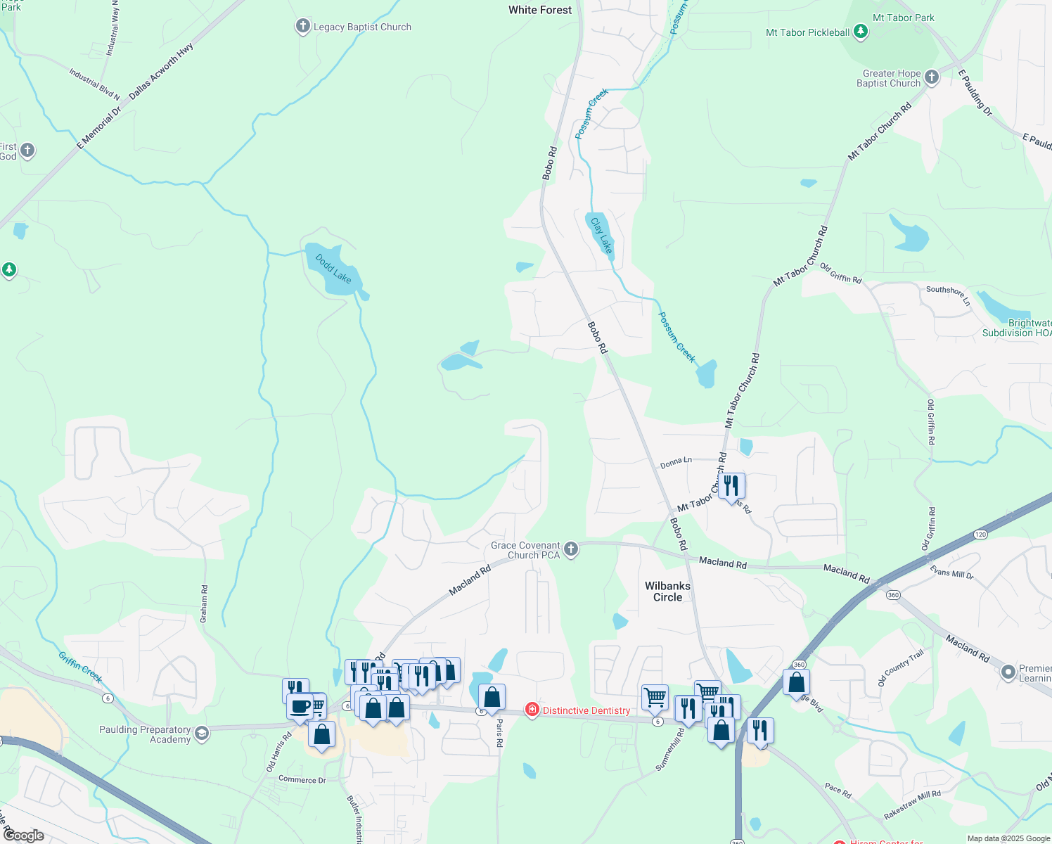 map of restaurants, bars, coffee shops, grocery stores, and more near 406 Dublin Way in Dallas
