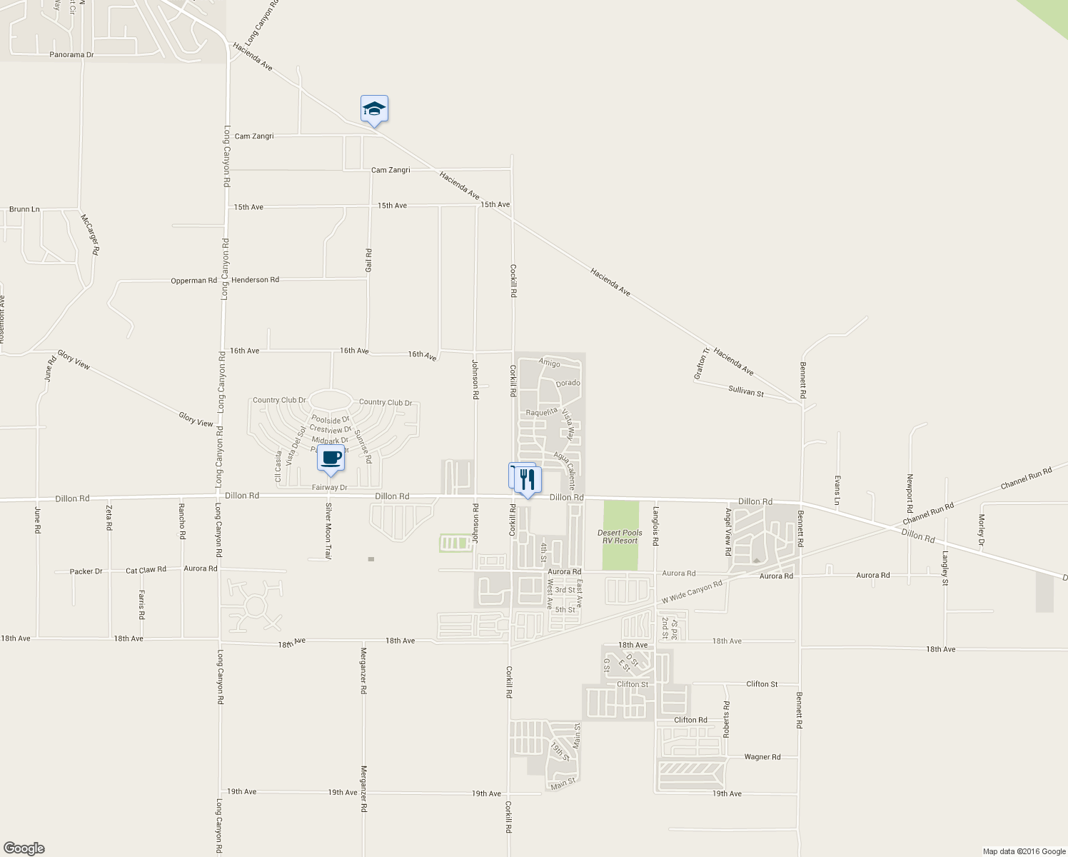 map of restaurants, bars, coffee shops, grocery stores, and more near Sierra Madre in Lake Elsinore