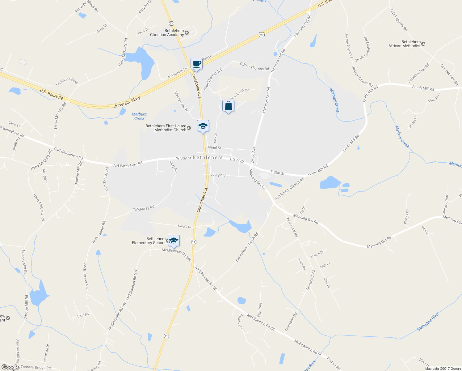 map of restaurants, bars, coffee shops, grocery stores, and more near 59 Joseph Street in Bethlehem