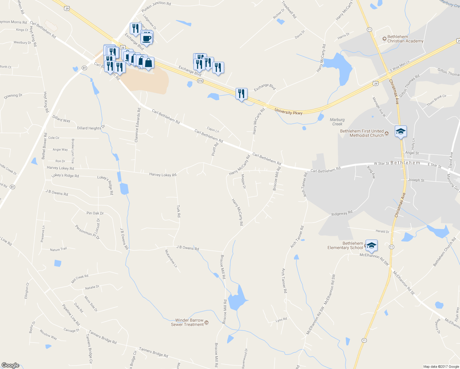 map of restaurants, bars, coffee shops, grocery stores, and more near 311 Maggie Court in Bethlehem