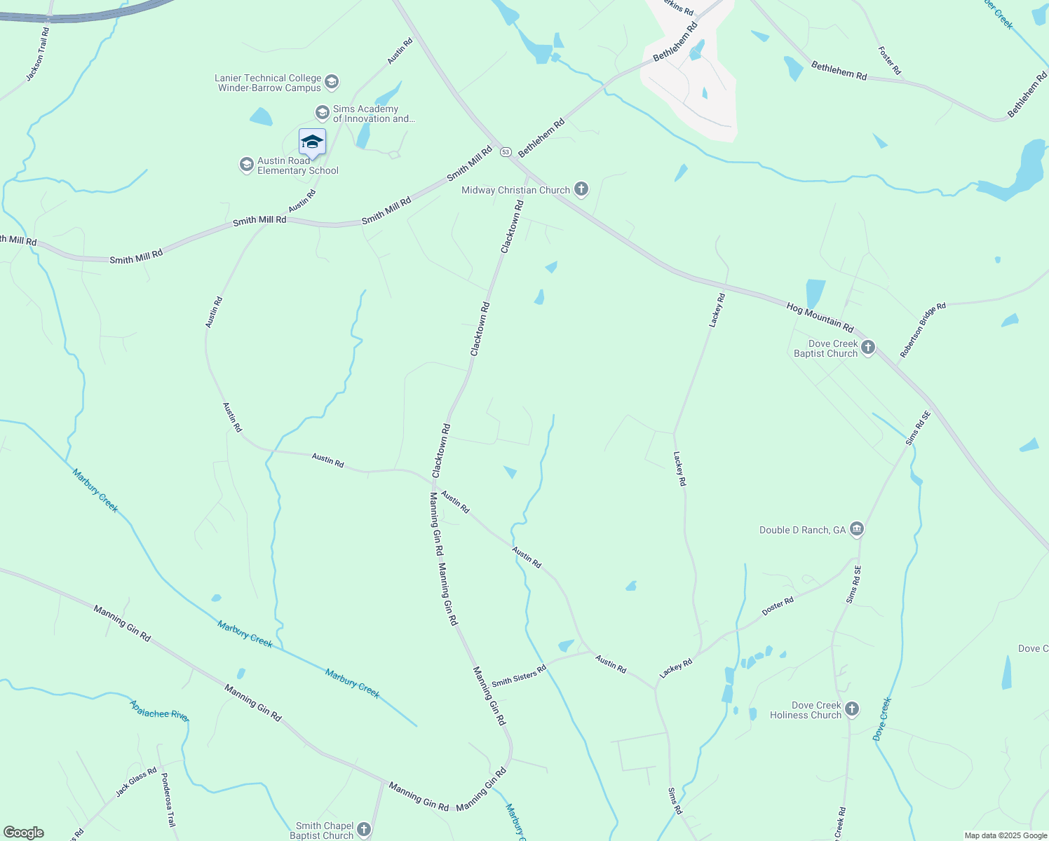 map of restaurants, bars, coffee shops, grocery stores, and more near 198 Westminster Court in Winder