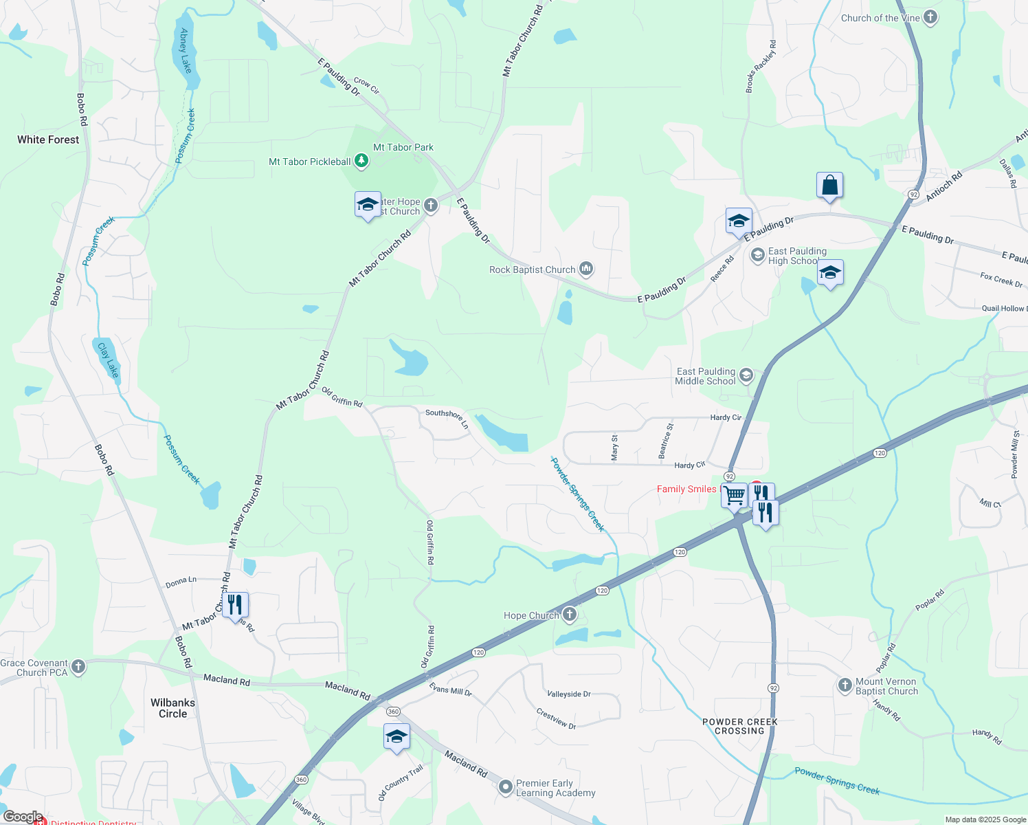 map of restaurants, bars, coffee shops, grocery stores, and more near 215 Northshore Crossing in Dallas