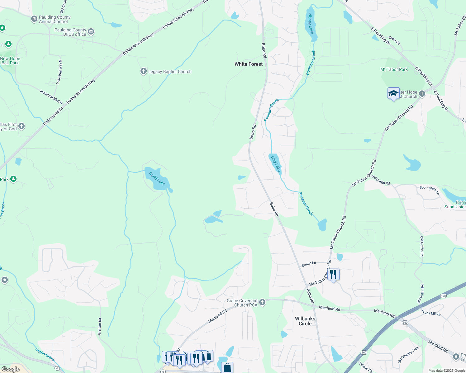 map of restaurants, bars, coffee shops, grocery stores, and more near 239 McClure Trail in Dallas