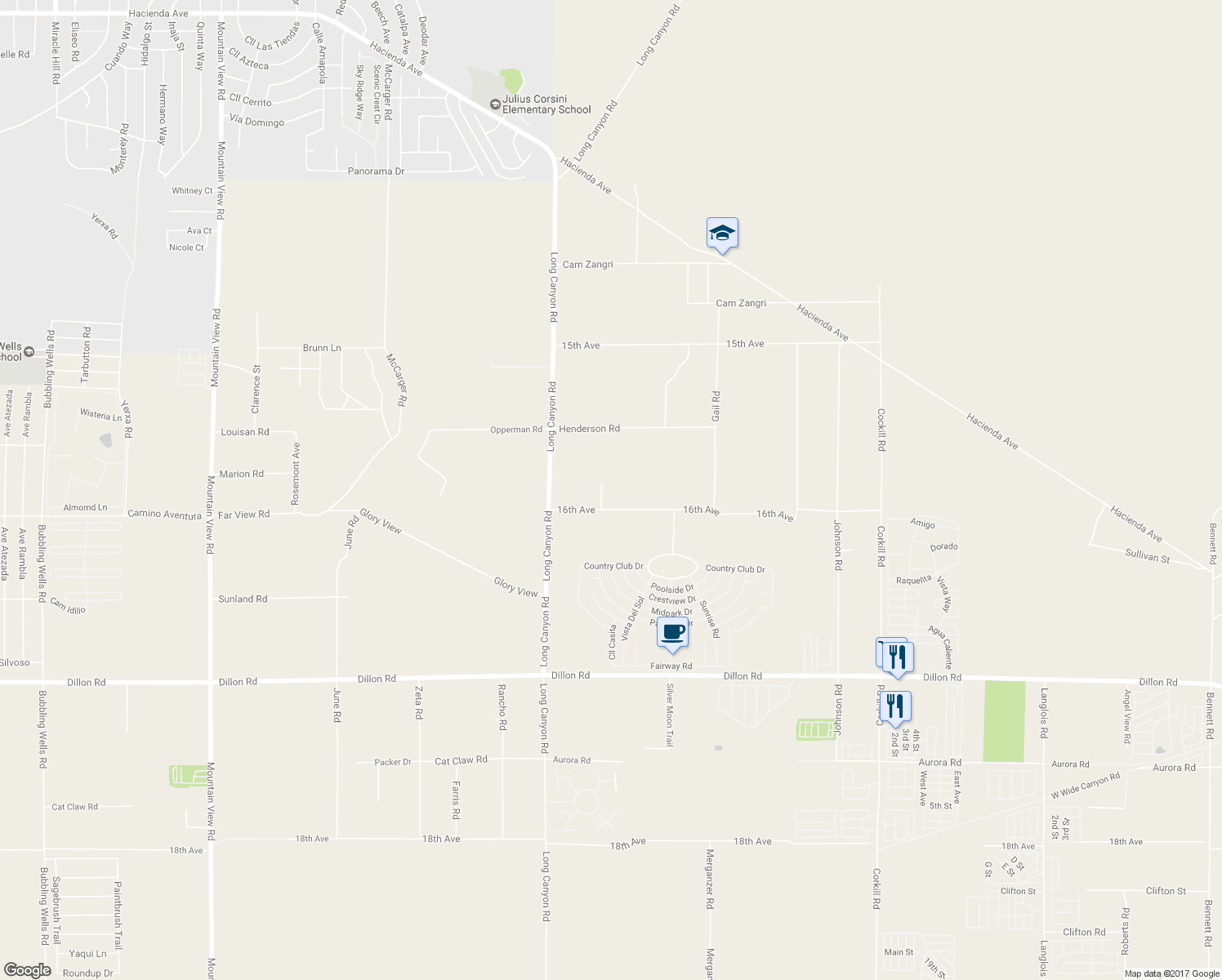 map of restaurants, bars, coffee shops, grocery stores, and more near 69200 16th Avenue in Desert Hot Springs