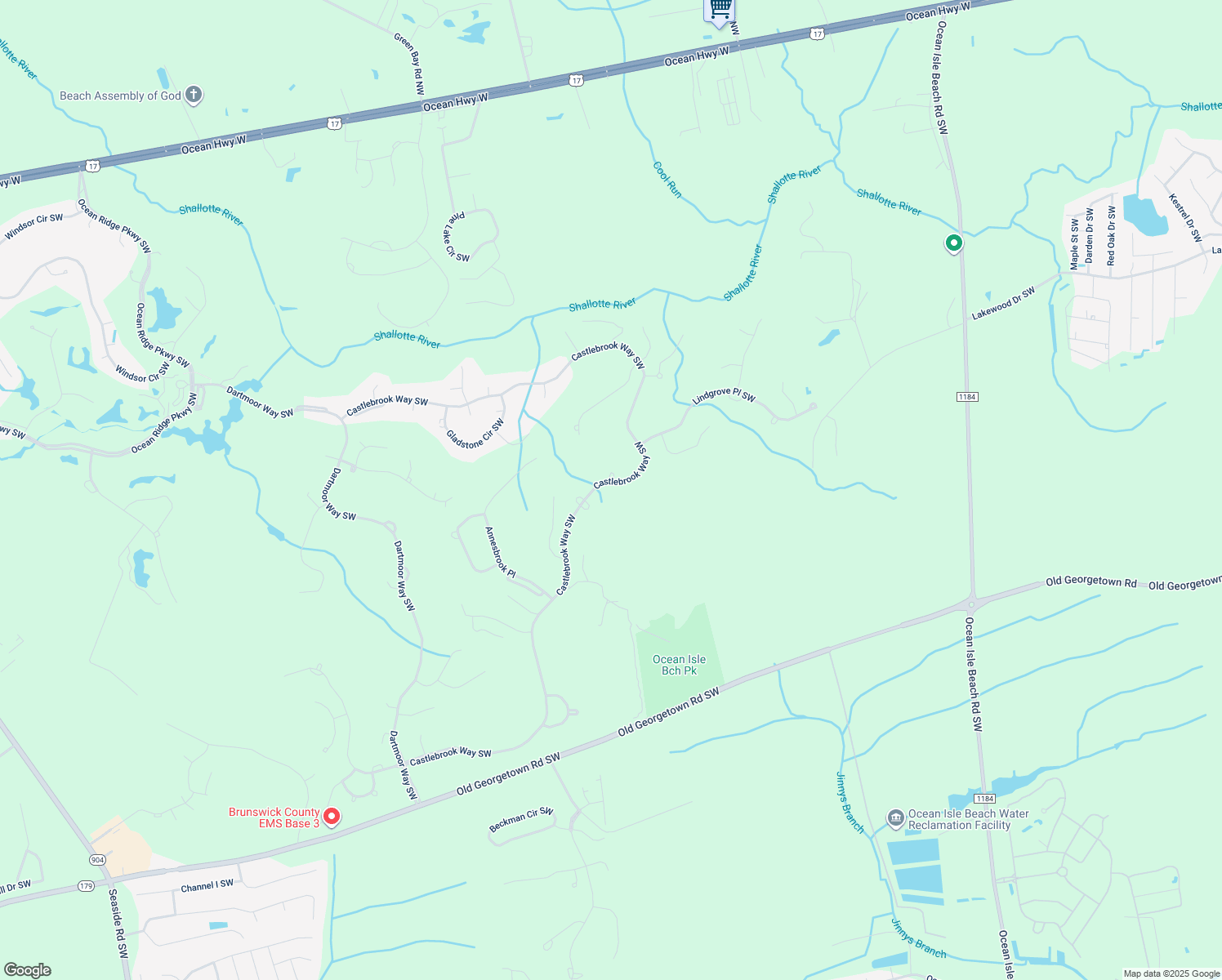 map of restaurants, bars, coffee shops, grocery stores, and more near 6408 Castlebrook Way Southwest in Ocean Isle Beach