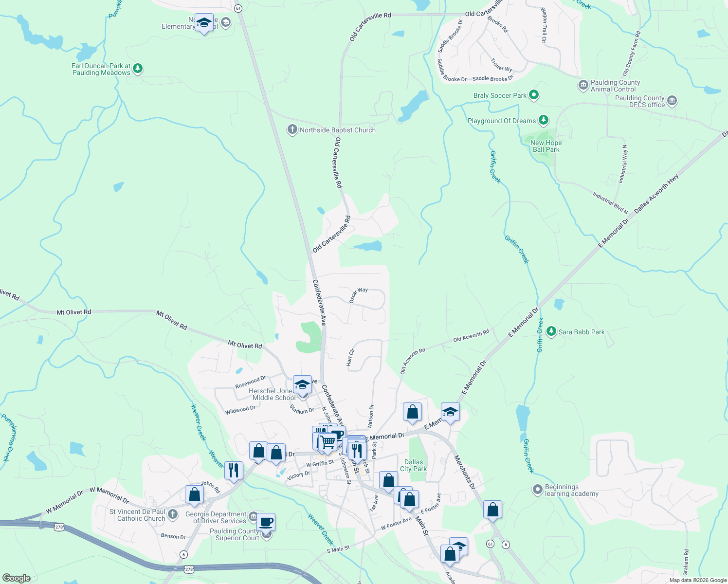 map of restaurants, bars, coffee shops, grocery stores, and more near 507 Oscar Way in Dallas