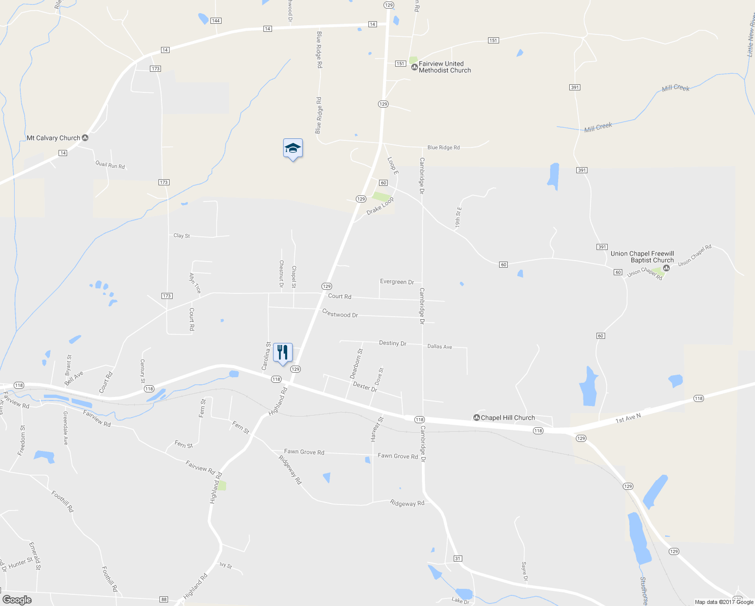 map of restaurants, bars, coffee shops, grocery stores, and more near 1686 Court Road in Winfield