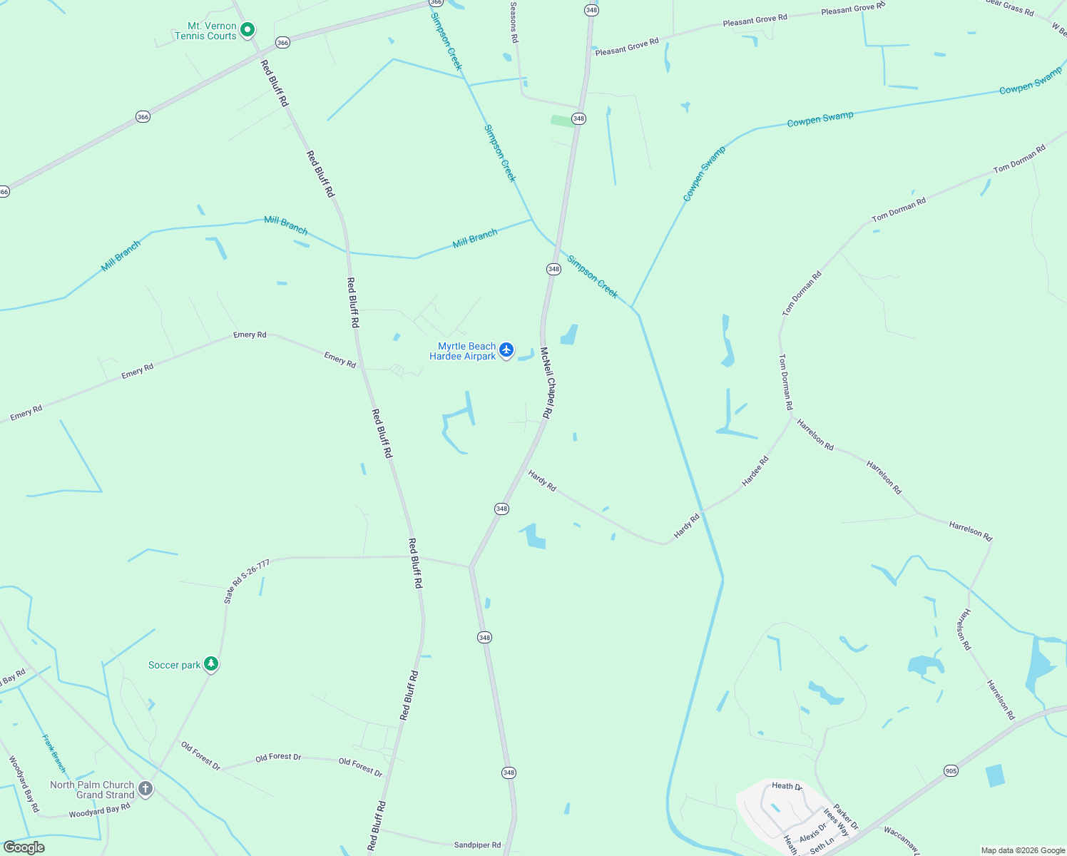 map of restaurants, bars, coffee shops, grocery stores, and more near 206 Mooney Court in Loris