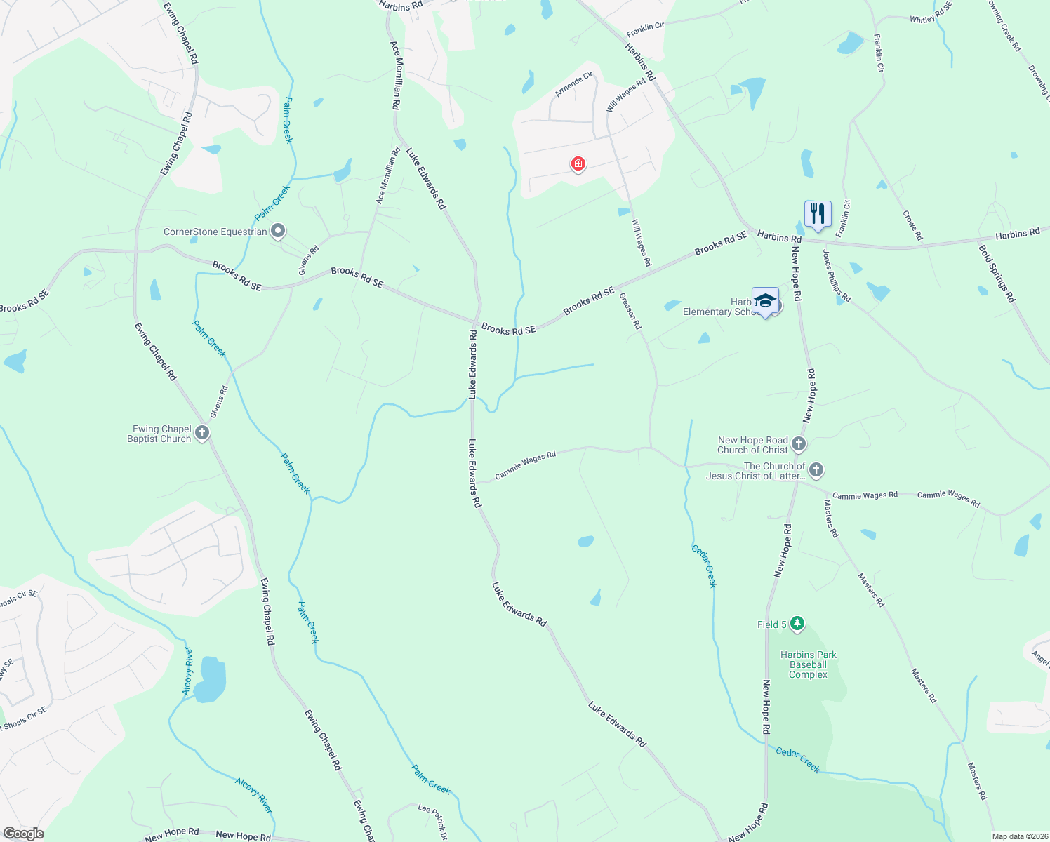map of restaurants, bars, coffee shops, grocery stores, and more near 2210 Cammie Wages Road in Dacula