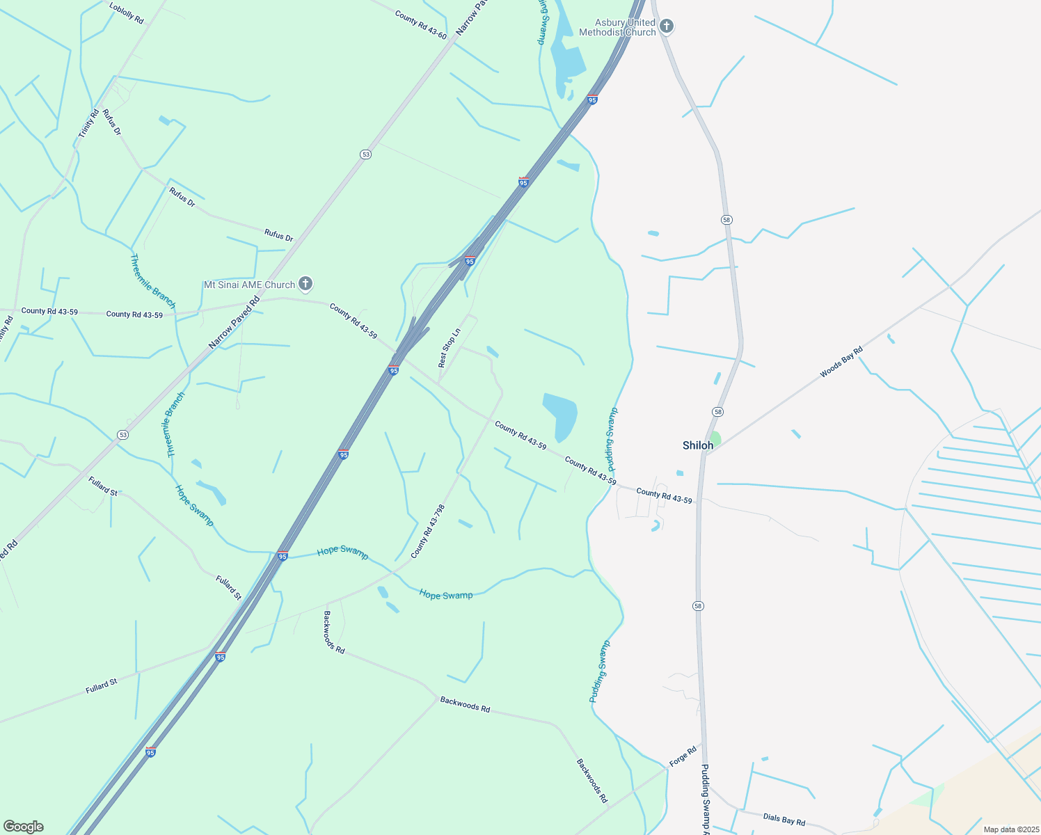 map of restaurants, bars, coffee shops, grocery stores, and more near 6345 County Road 43-59 in Lynchburg