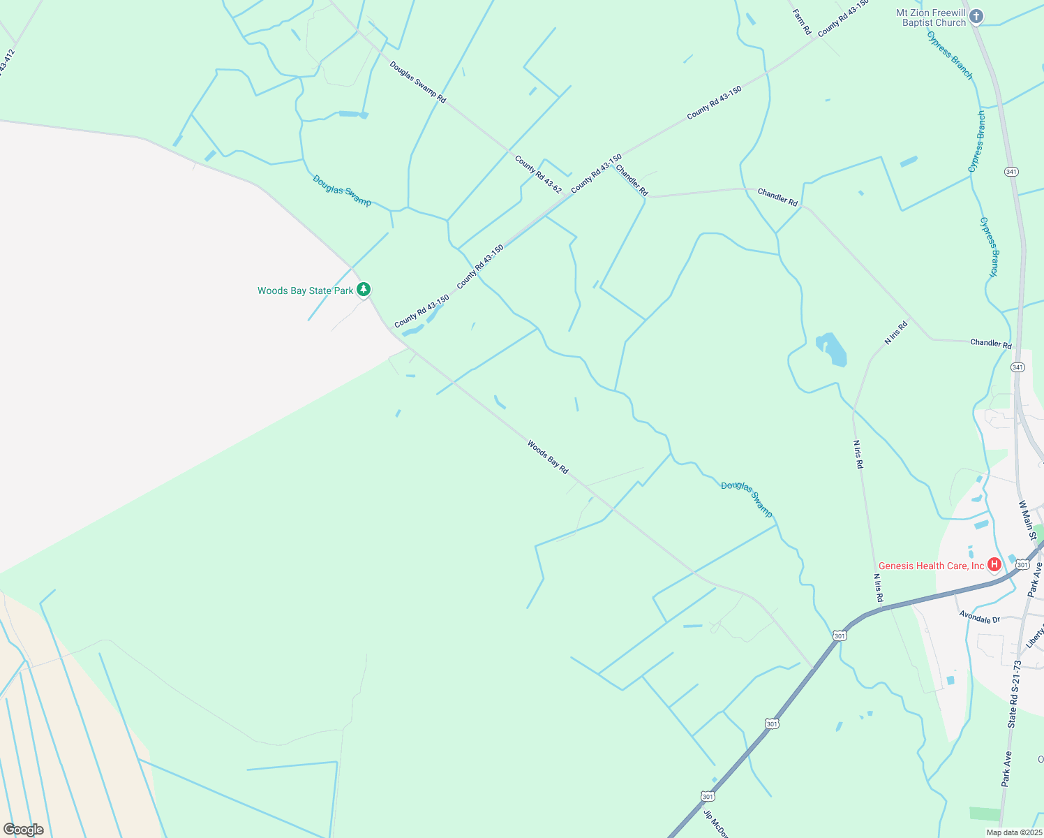map of restaurants, bars, coffee shops, grocery stores, and more near 5011 Woods Bay Road in Olanta