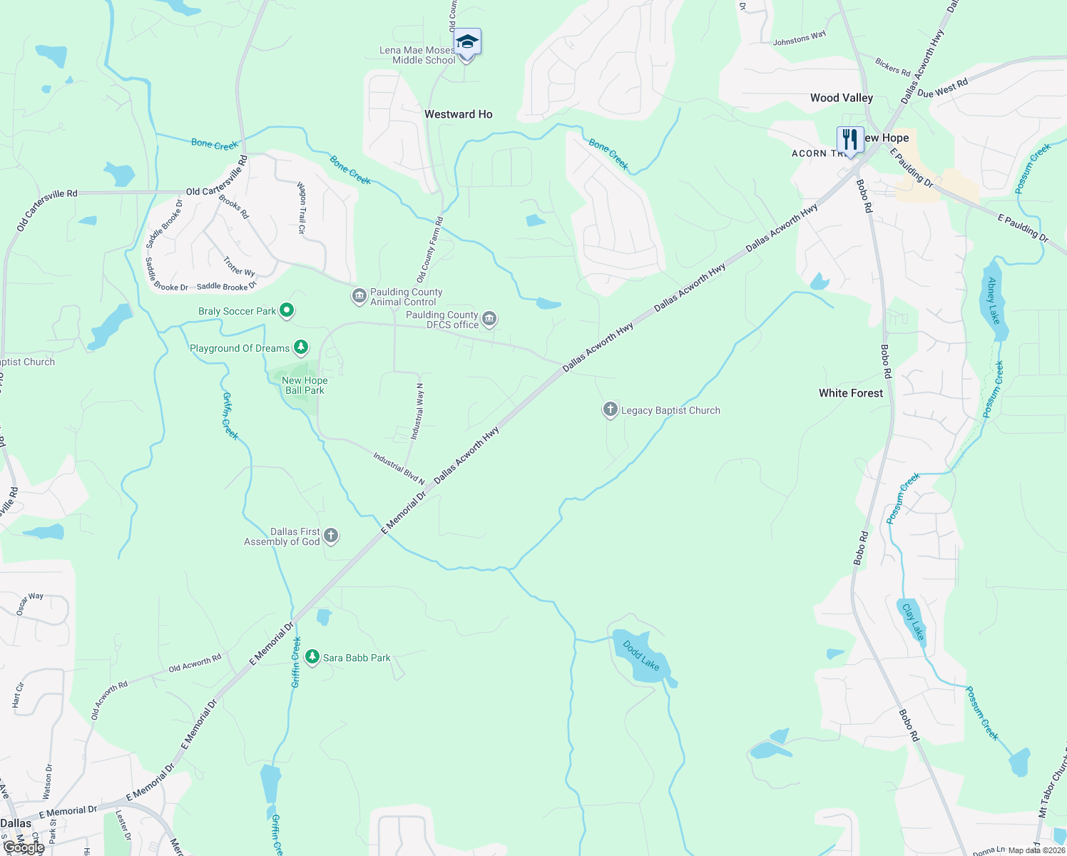 map of restaurants, bars, coffee shops, grocery stores, and more near 2746 Dallas Acworth Highway in Dallas