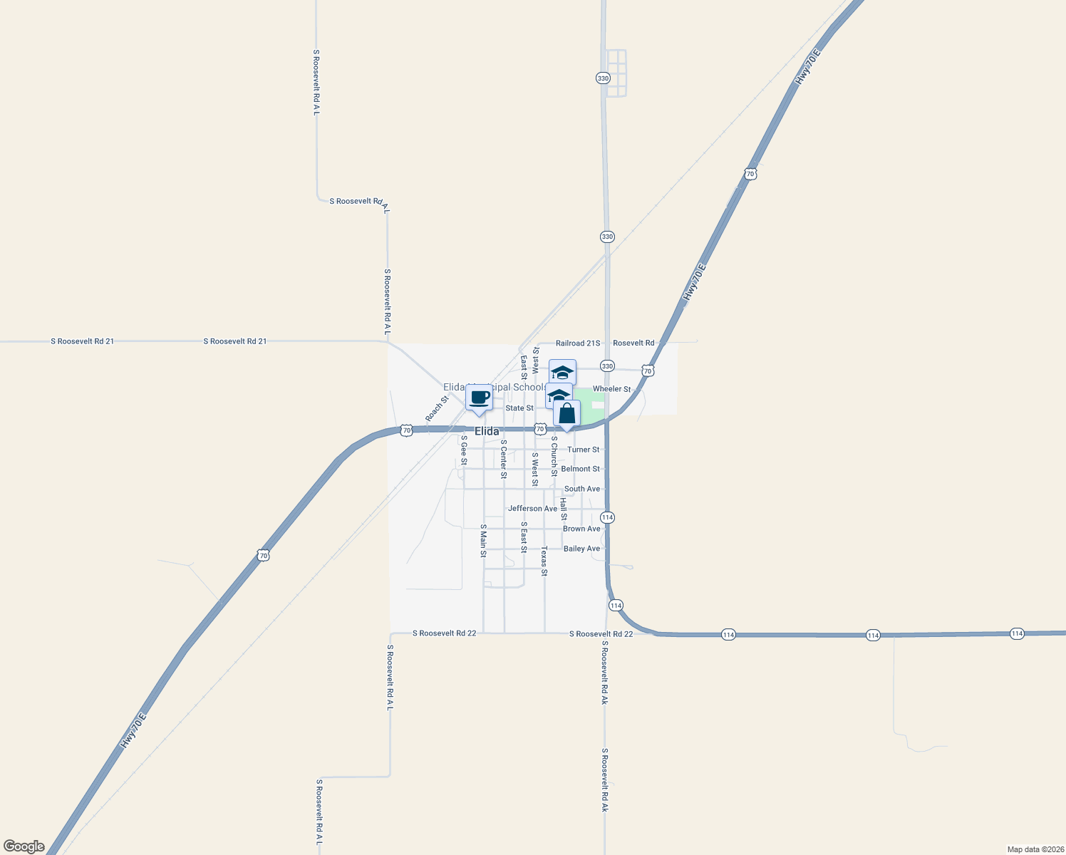 map of restaurants, bars, coffee shops, grocery stores, and more near 528 Clark Street in Elida