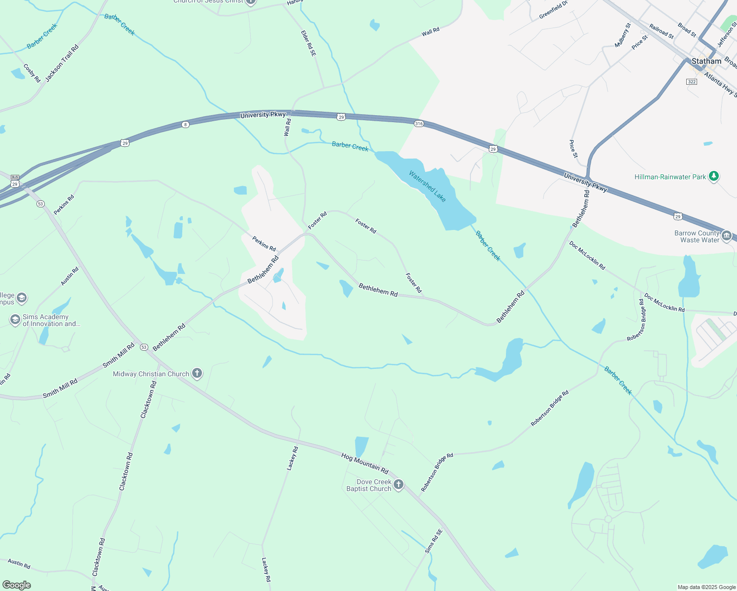 map of restaurants, bars, coffee shops, grocery stores, and more near 1233 Bethlehem Road in Statham