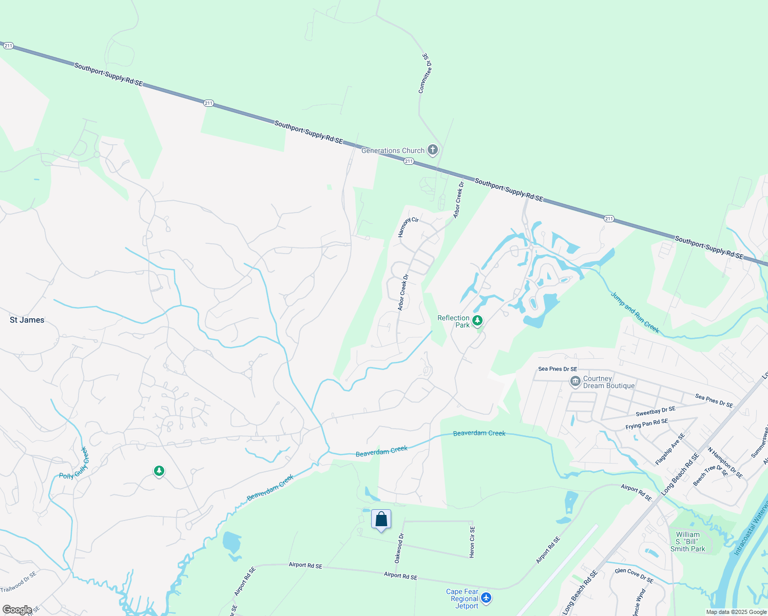 map of restaurants, bars, coffee shops, grocery stores, and more near 3710 Cinnamon Fern Drive in Southport