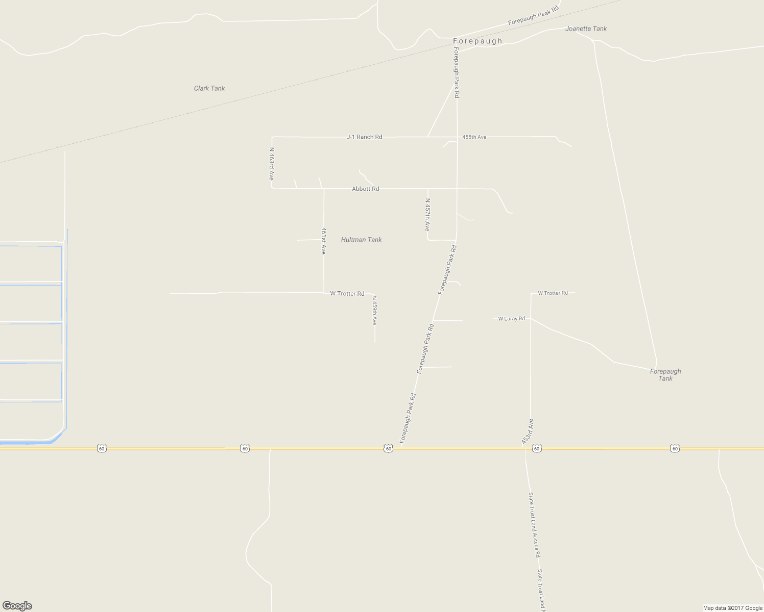 map of restaurants, bars, coffee shops, grocery stores, and more near 51603 North 459th Avenue in Wickenburg