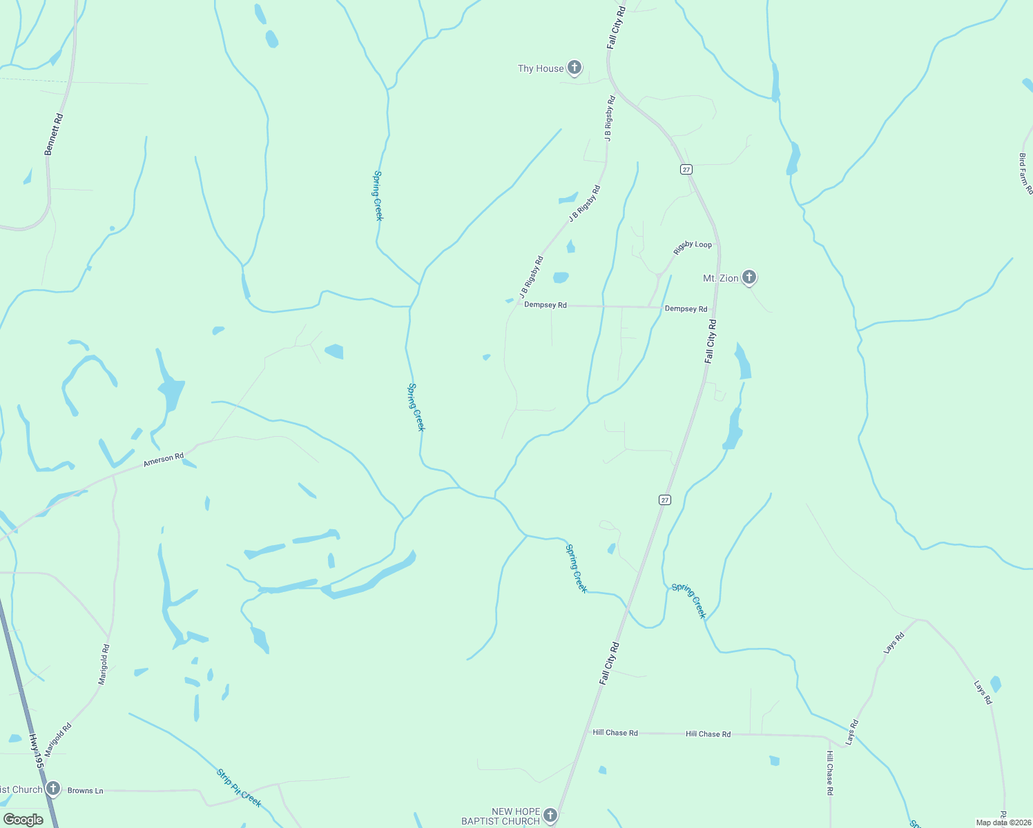 map of restaurants, bars, coffee shops, grocery stores, and more near 1315 J B Rigsby Road in Jasper