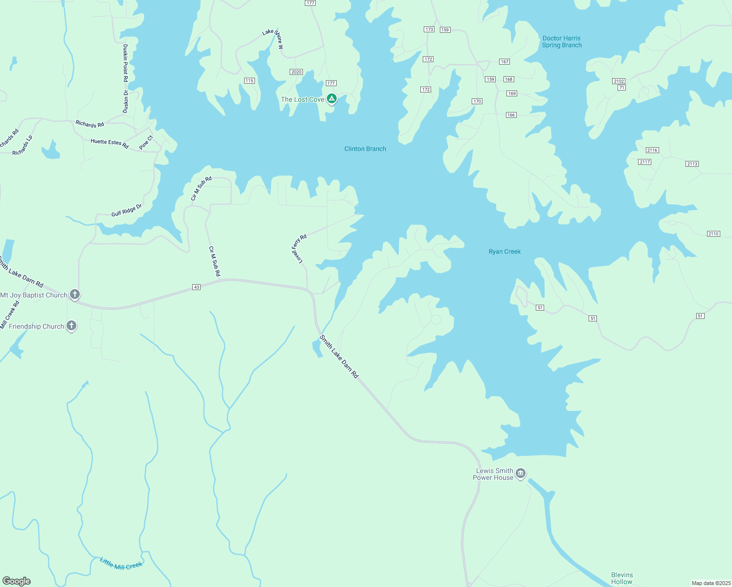 map of restaurants, bars, coffee shops, grocery stores, and more near Blue Water Pointe Drive in Jasper