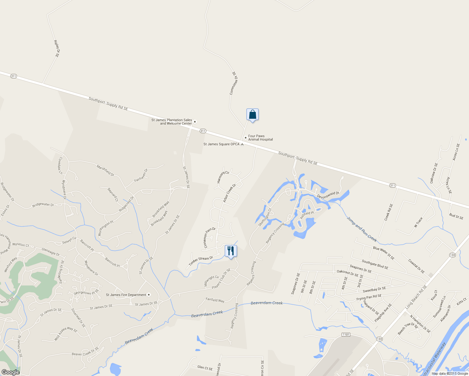 map of restaurants, bars, coffee shops, grocery stores, and more near 3901 Sagewood Path in Southport