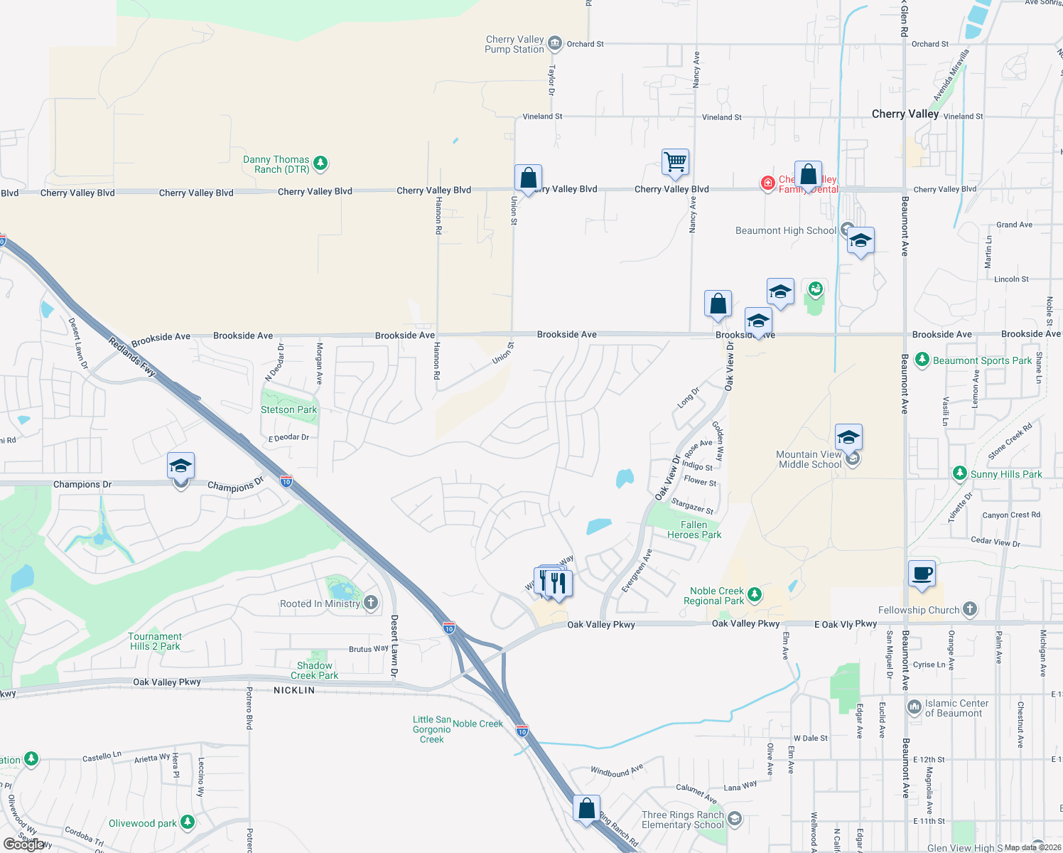map of restaurants, bars, coffee shops, grocery stores, and more near 931 Essex Road in Beaumont