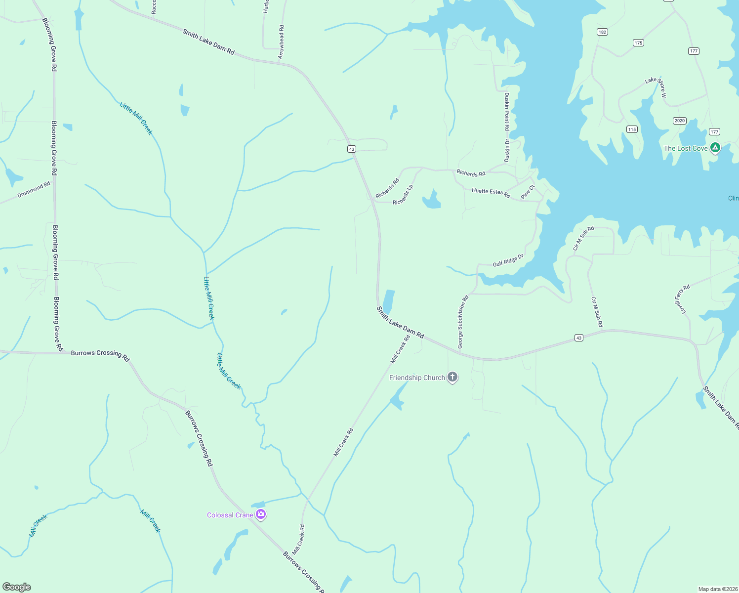 map of restaurants, bars, coffee shops, grocery stores, and more near 4644-5410 Smith Lake Dam Road in Jasper