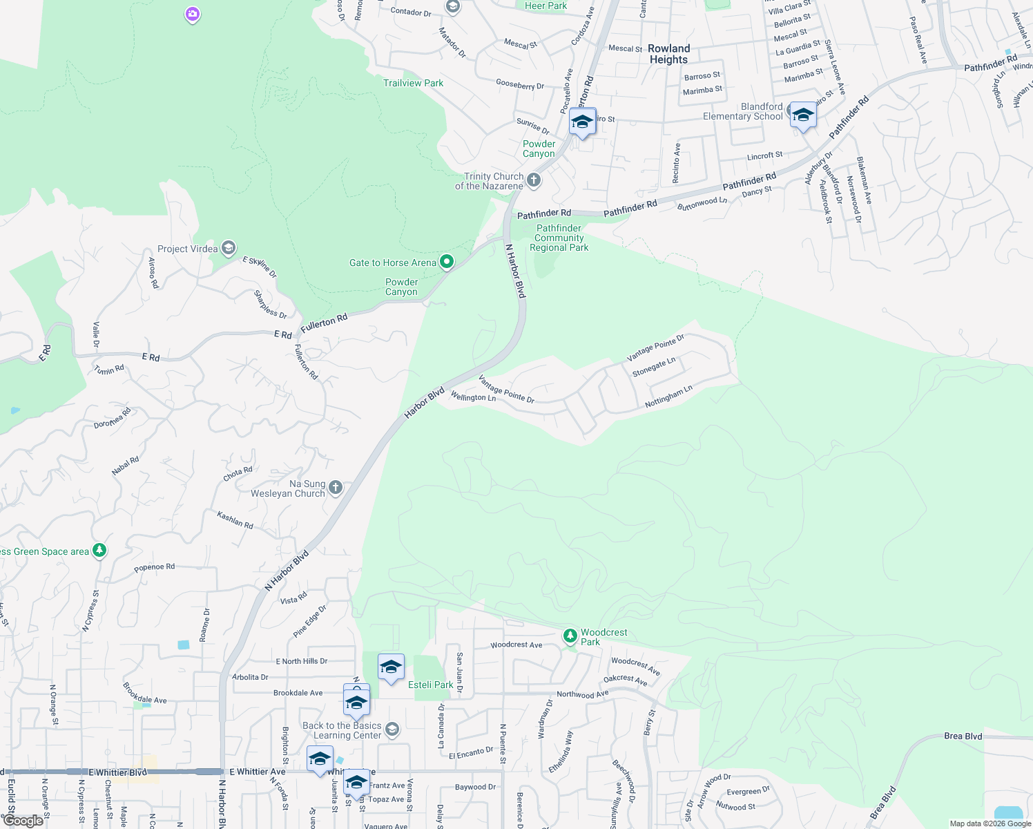 map of restaurants, bars, coffee shops, grocery stores, and more near 18218 Wellington Lane in Rowland Heights
