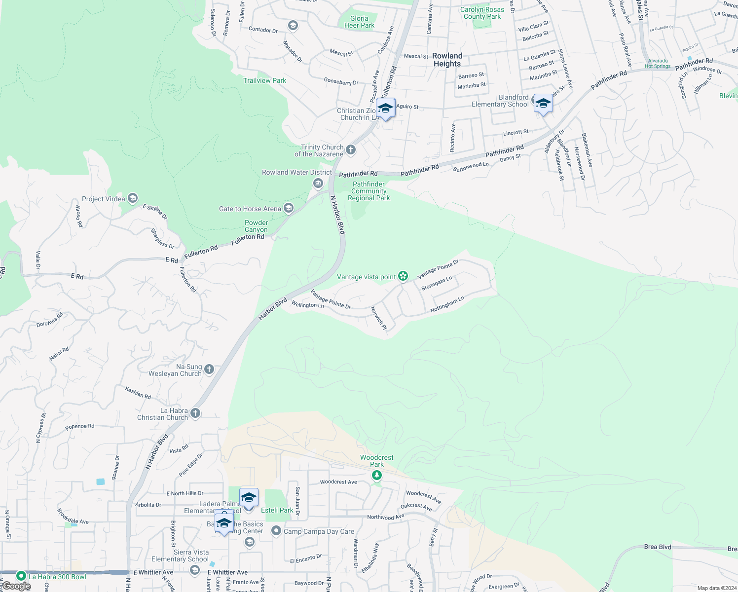 map of restaurants, bars, coffee shops, grocery stores, and more near 3500 Brighton Place in Rowland Heights