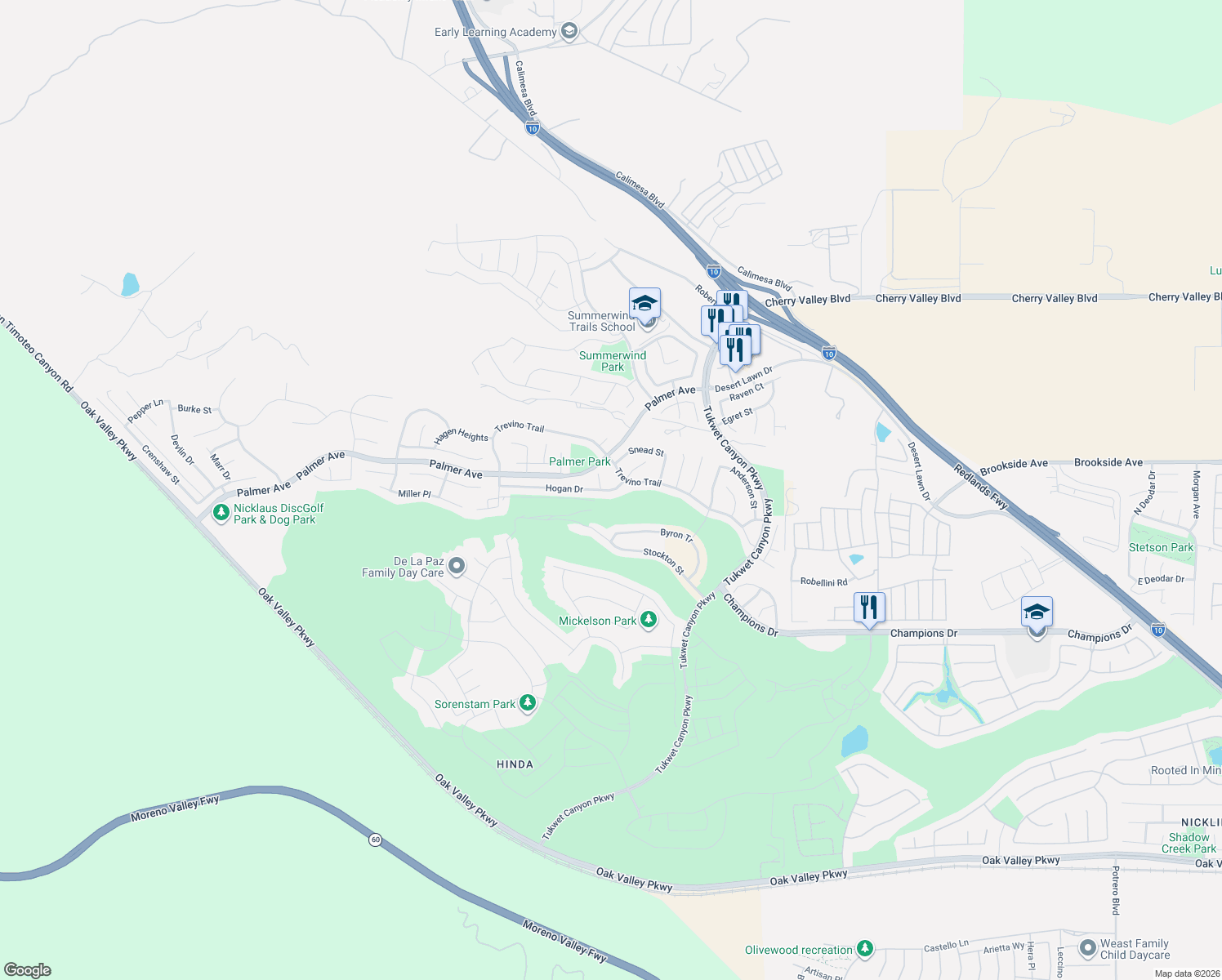 map of restaurants, bars, coffee shops, grocery stores, and more near 35321 Hogan Drive in Beaumont