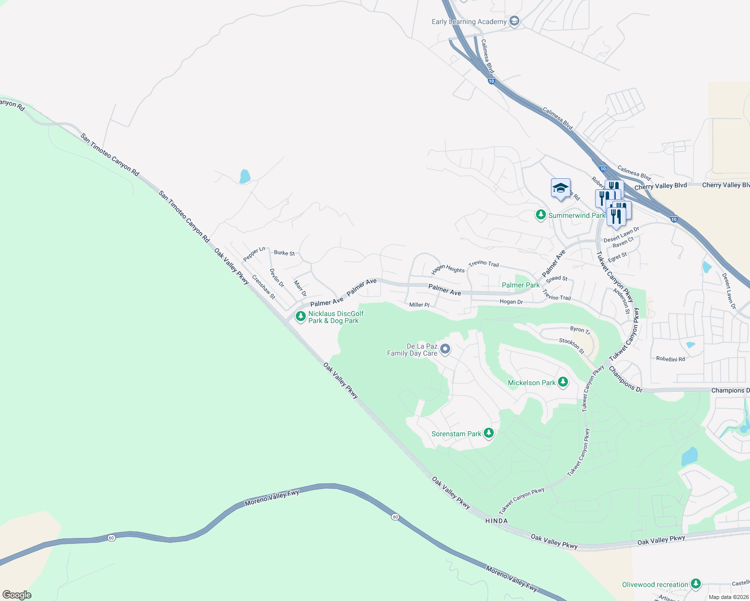 map of restaurants, bars, coffee shops, grocery stores, and more near 34679 Irwin Street in Beaumont