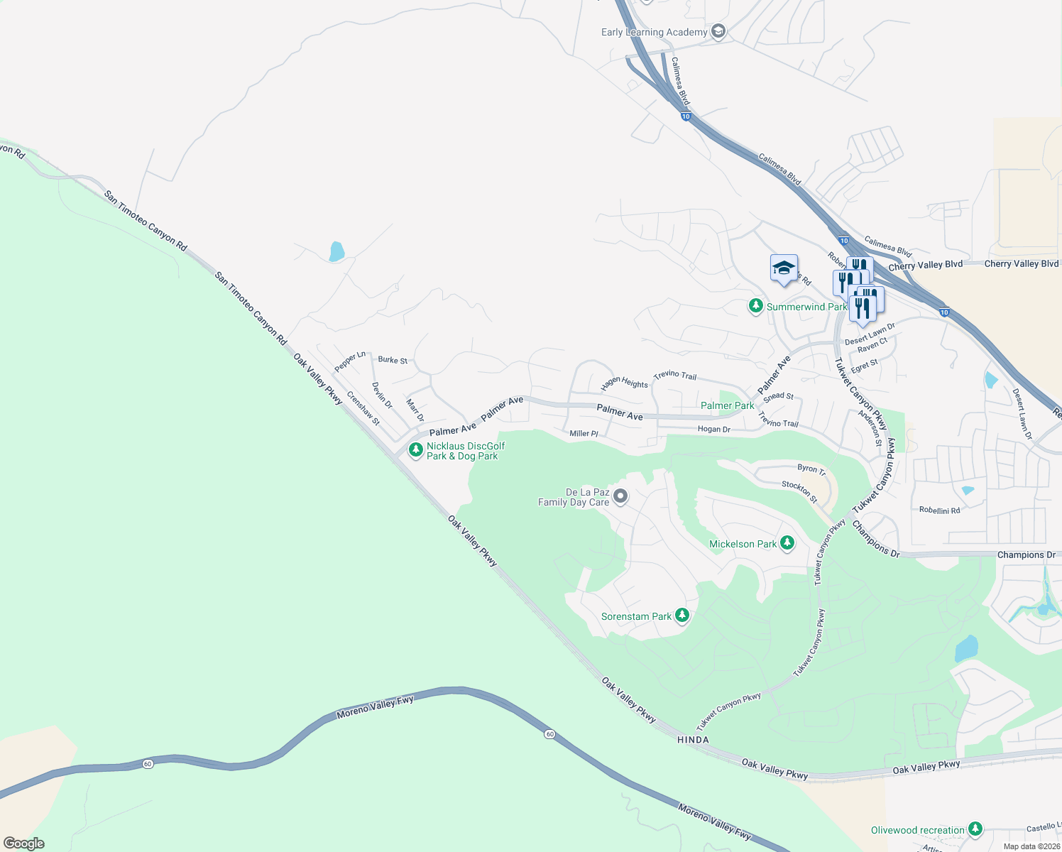 map of restaurants, bars, coffee shops, grocery stores, and more near 34679 Irwin Street in Beaumont
